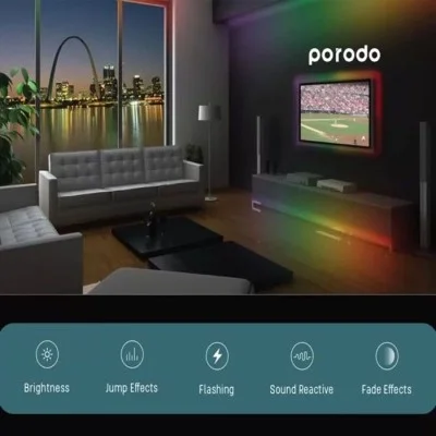 Porodo Blue RGB Light Strip Sound Reactive Lighting